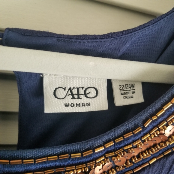 Cato navy sleevless beaded neckline dress - Picture 5 of 7